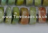 CRB1363 15.5 inches 7*14mm faceted rondelle Chinese amazonite beads