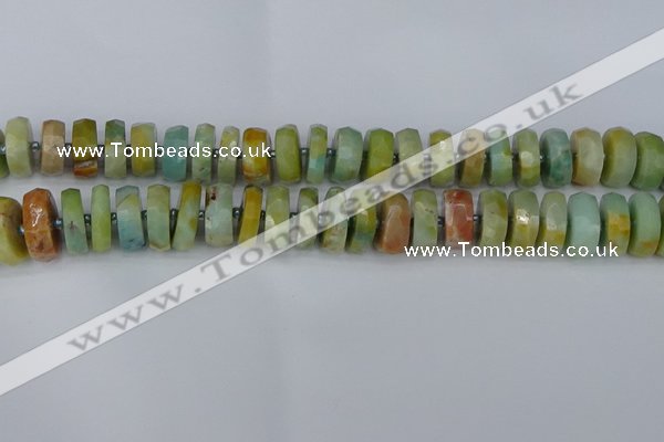 CRB1363 15.5 inches 7*14mm faceted rondelle Chinese amazonite beads