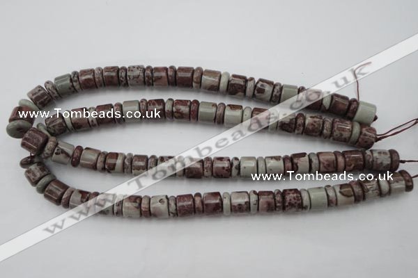 CRB137 15.5 inches 6*12mm & 10*12mm rondelle artistic jasper beads