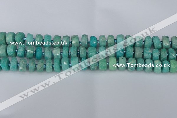 CRB1371 15.5 inches 6*10mm faceted rondelle amazonite beads