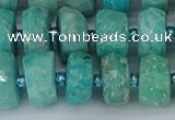 CRB1372 15.5 inches 6*12mm faceted rondelle amazonite beads