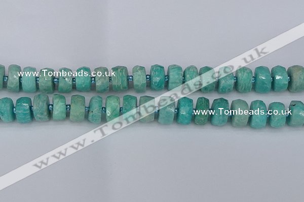 CRB1373 15.5 inches 7*14mm faceted rondelle amazonite beads