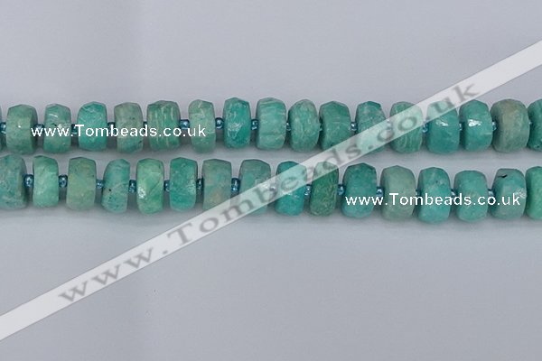 CRB1374 15.5 inches 8*16mm faceted rondelle amazonite beads