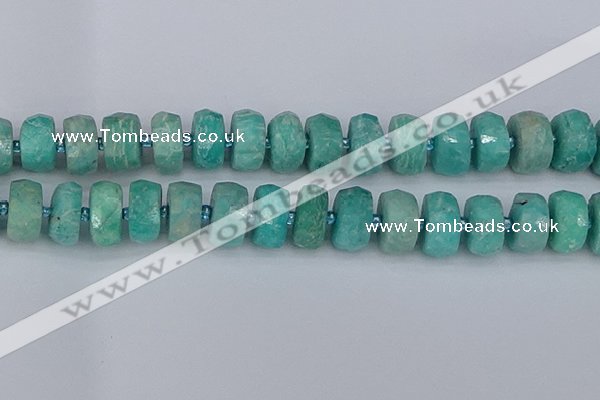 CRB1375 15.5 inches 8*18mm faceted rondelle amazonite beads