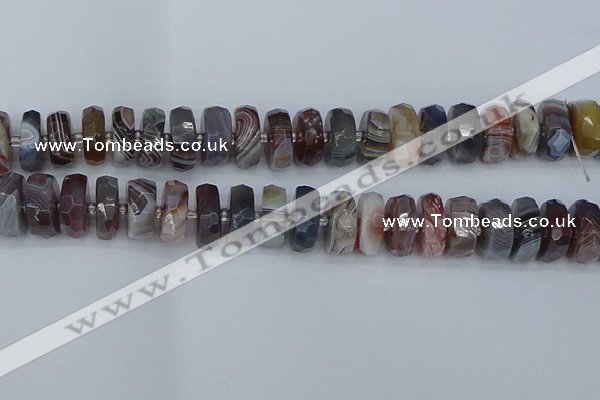 CRB1385 15.5 inches 8*18mm faceted rondelle botswana agate beads