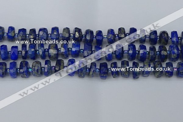 CRB1394 15.5 inches 8*16mm faceted rondelle lapis lazuli beads