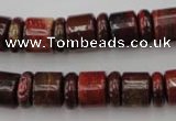 CRB140 15.5 inches 6*12mm & 10*12mm rondelle brecciated jasper beads