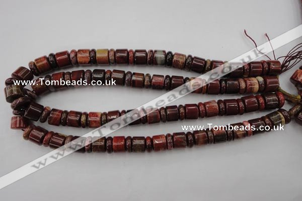 CRB140 15.5 inches 6*12mm & 10*12mm rondelle brecciated jasper beads