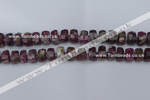 CRB1404 15.5 inches 8*16mm faceted rondelle tourmaline beads