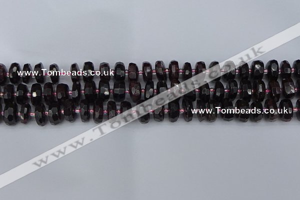 CRB1411 15.5 inches 6*10mm faceted rondelle red garnet beads