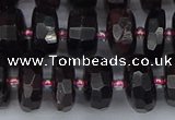 CRB1412 15.5 inches 6*12mm faceted rondelle red garnet beads