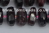 CRB1414 15.5 inches 8*16mm faceted rondelle red garnet beads