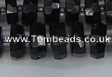 CRB1422 15.5 inches 6*12mm faceted rondelle black tourmaline beads