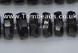 CRB1423 15.5 inches 7*14mm faceted rondelle black tourmaline beads