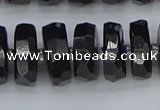 CRB1425 15.5 inches 8*18mm faceted rondelle black tourmaline beads