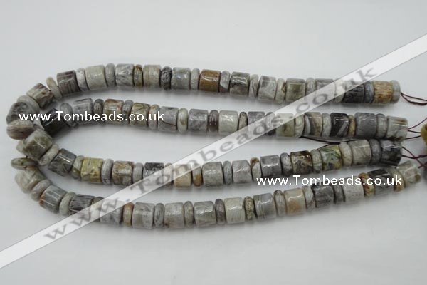 CRB143 15.5 inches 6*12mm & 10*12mm rondelle silver needle agate beads