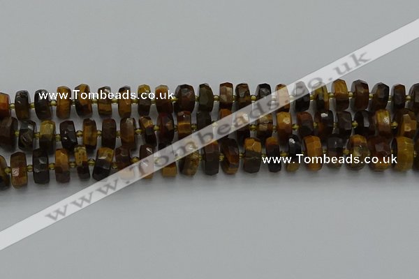 CRB1431 15.5 inches 6*10mm faceted rondelle yellow tiger eye beads