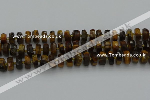 CRB1432 15.5 inches 6*12mm faceted rondelle yellow tiger eye beads