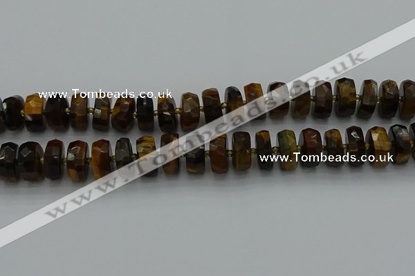 CRB1433 15.5 inches 7*14mm faceted rondelle yellow tiger eye beads