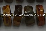 CRB1435 15.5 inches 8*18mm faceted rondelle yellow tiger eye beads