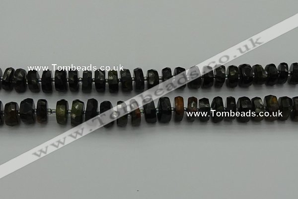 CRB1441 15.5 inches 6*10mm faceted rondelle blue tiger eye beads