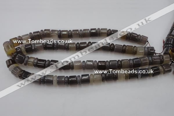 CRB145 15.5 inches 6*12mm & 10*12mm rondelle grey agate beads