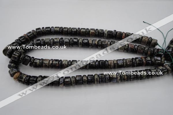 CRB146 15.5 inches 6*12mm & 10*12mm rondelle grey opal gemstone beads