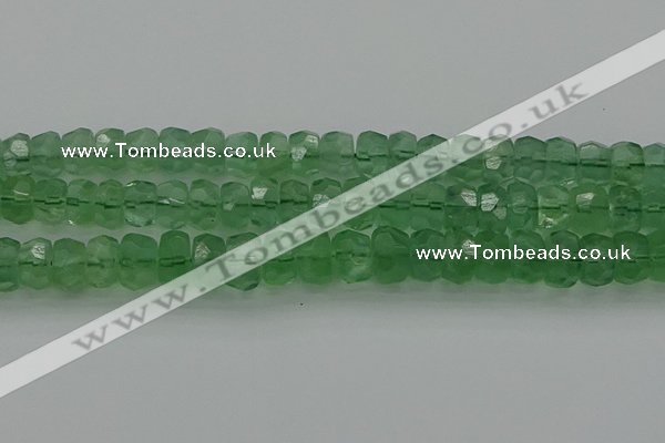 CRB1461 15.5 inches 6*12mm faceted rondelle green fluorite beads