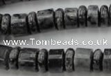 CRB147 15.5 inches 6*12mm & 10*12mm rondelle black labradorite beads