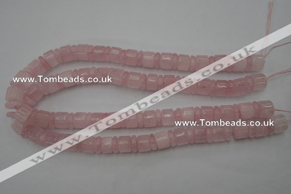 CRB149 15.5 inches 6*12mm & 10*12mm rondelle rose quartz beads