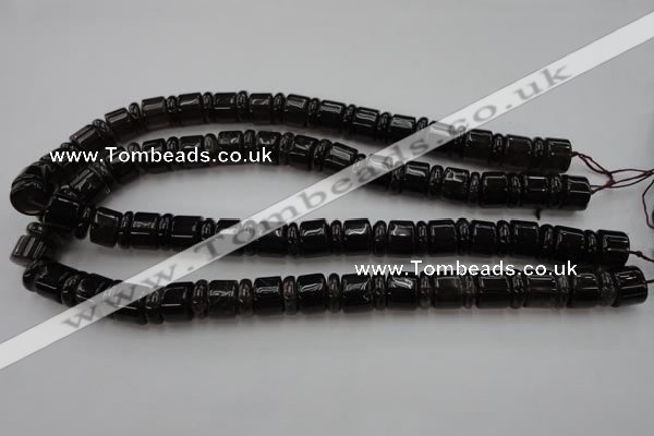 CRB150 15.5 inches 6*12mm & 10*12mm rondelle smoky quartz beads