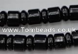 CRB151 15.5 inches 6*12mm & 10*12mm rondelle black agate beads