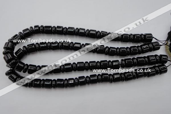 CRB151 15.5 inches 6*12mm & 10*12mm rondelle black agate beads