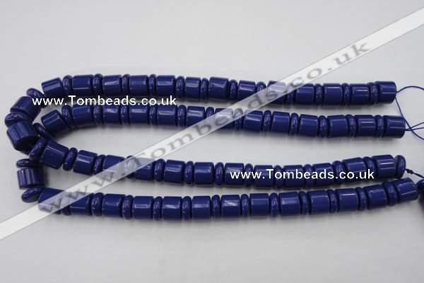 CRB153 15.5 inches 6*12mm & 10*12mm rondelle blue stone beads