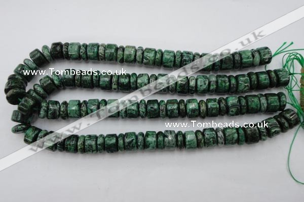 CRB162 15.5 inches 5*14mm & 10*14mm rondelle green picture jasper beads