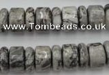 CRB163 15.5 inches 5*14mm & 10*14mm rondelle grey picture jasper beads