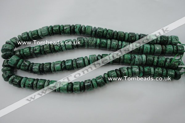 CRB175 15.5 inches 4*12mm – 8*12mm rondelle green picture jasper beads