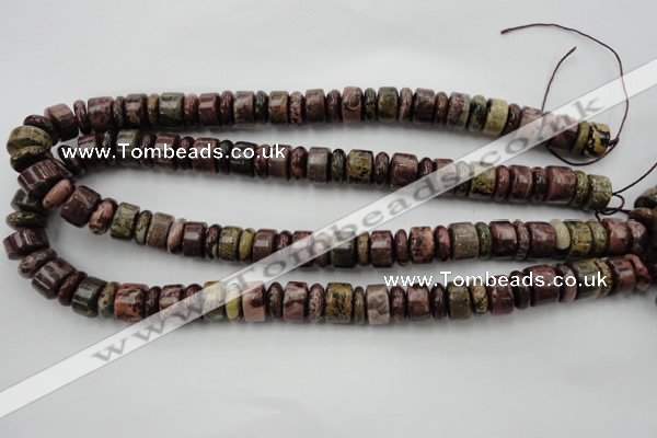 CRB176 15.5 inches 4*12mm – 8*12mm rondelle red artistic jasper beads