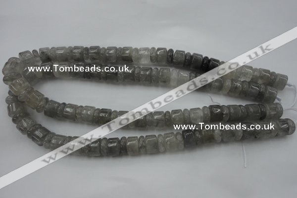 CRB178 15.5 inches 4*12mm – 8*12mm rondelle cloudy quartz beads