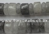 CRB180 15.5 inches 5*14mm – 10*14mm rondelle cloudy quartz beads