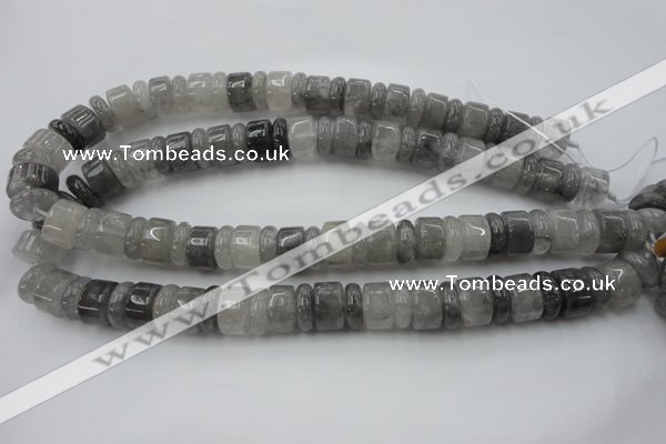 CRB180 15.5 inches 5*14mm – 10*14mm rondelle cloudy quartz beads