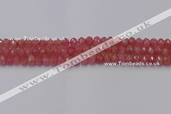 CRB1801 15.5 inches 5*8mm faceted rondelle strawberry quartz beads