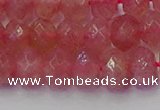 CRB1802 15.5 inches 6*10mm faceted rondelle strawberry quartz beads