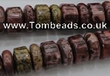 CRB181 15.5 inches 5*14mm – 10*14mm rondelle red artistic jasper beads