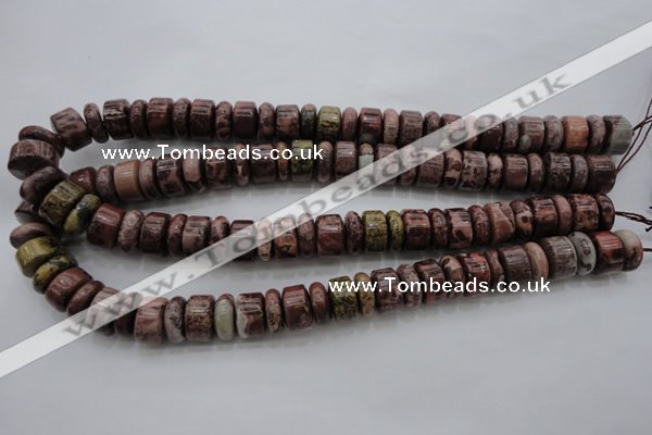 CRB181 15.5 inches 5*14mm – 10*14mm rondelle red artistic jasper beads