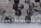 CRB1816 15.5 inches 4*6mm faceted rondelle black rutilated quartz beads