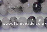 CRB1818 15.5 inches 6*10mm faceted rondelle black rutilated quartz beads