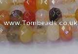 CRB1821 15.5 inches 5*8mm faceted rondelle mixed rutilated quartz beads