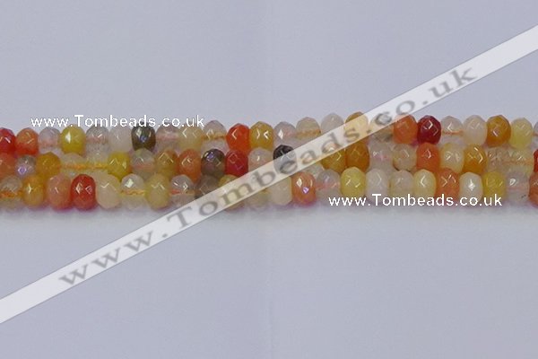 CRB1821 15.5 inches 5*8mm faceted rondelle mixed rutilated quartz beads