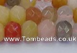 CRB1822 15.5 inches 6*10mm faceted rondelle mixed rutilated quartz beads